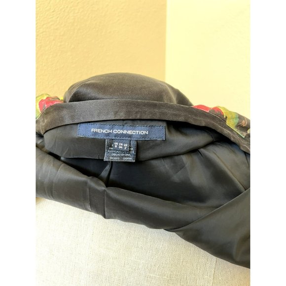 FRENCH CONNECTION Women's Silk Bomber Jacket Tree Design Size 2 - Picture 4 of 4